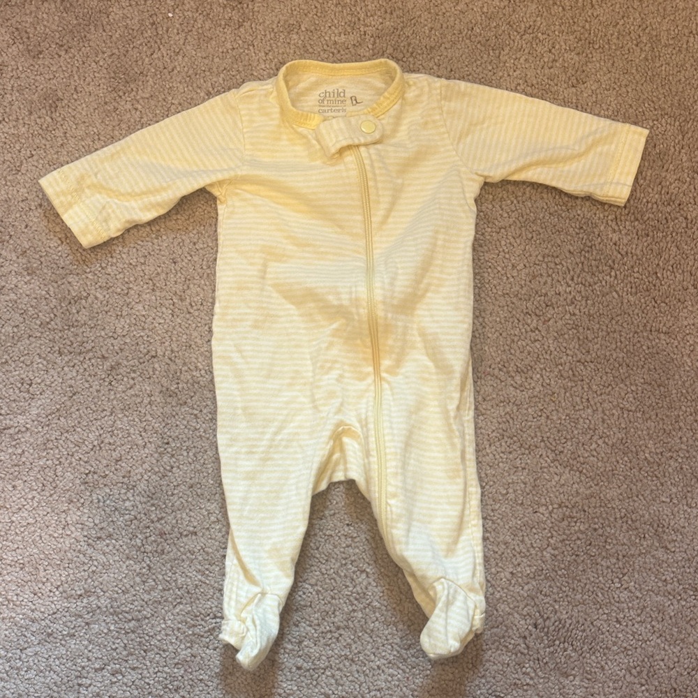 Child of Mine Soft Yellow Striped Footie